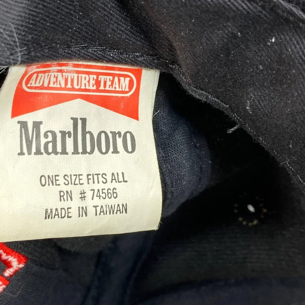 Vintage 90s Marlboro Adventure Team Lizard Rock Leather Strapback Hat Cap Taiwan